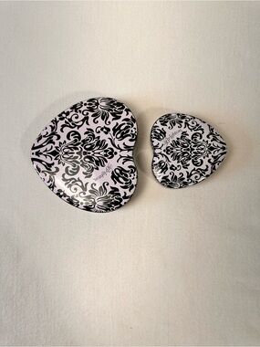 Brighton Set 2 Jewelry Trinket BoxCollectibles Heart Shaped Metal Black White